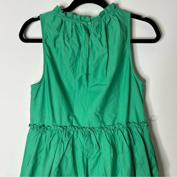 Mango Babydoll Mini Dress Gathered Ruffle Detail Cotton Green Size XS - Picture 15 of 16